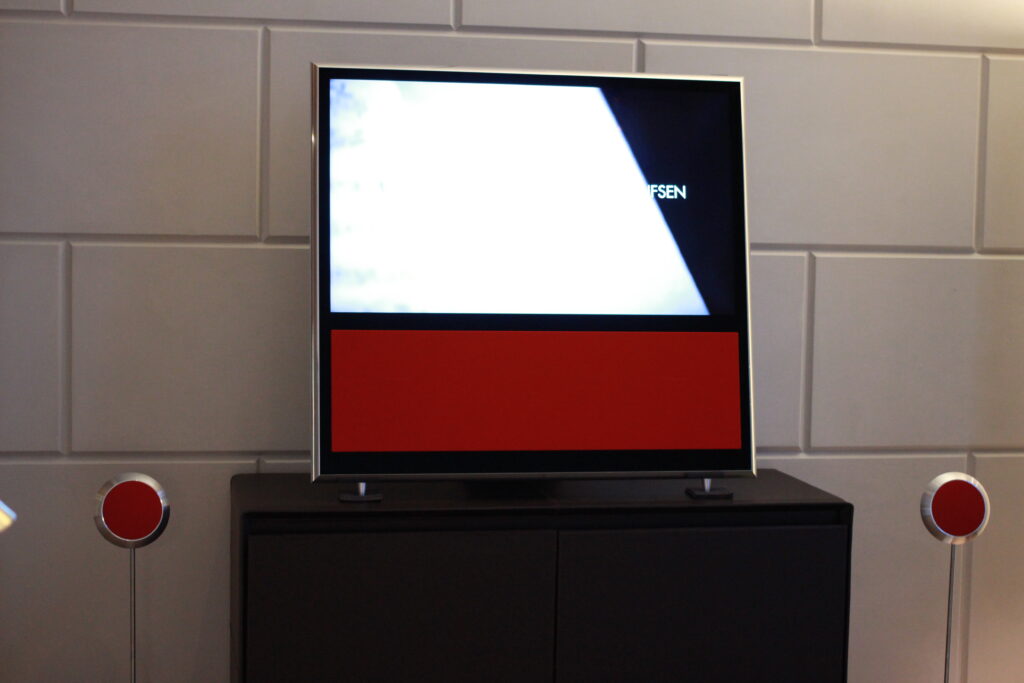 Bang & Olufsen BeoVision television with BeoLab 14 speakers in a display room